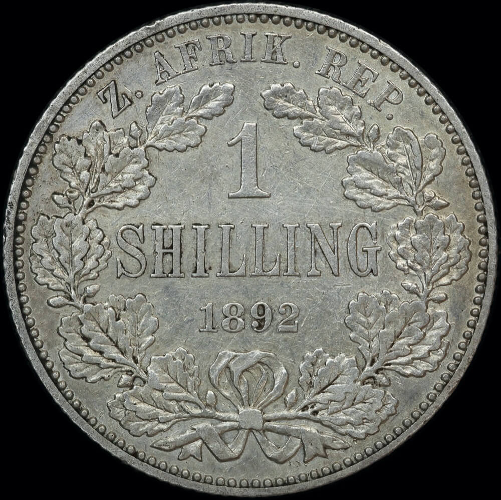 South Africa 1892 Silver Shilling KM# 5 good EF product image