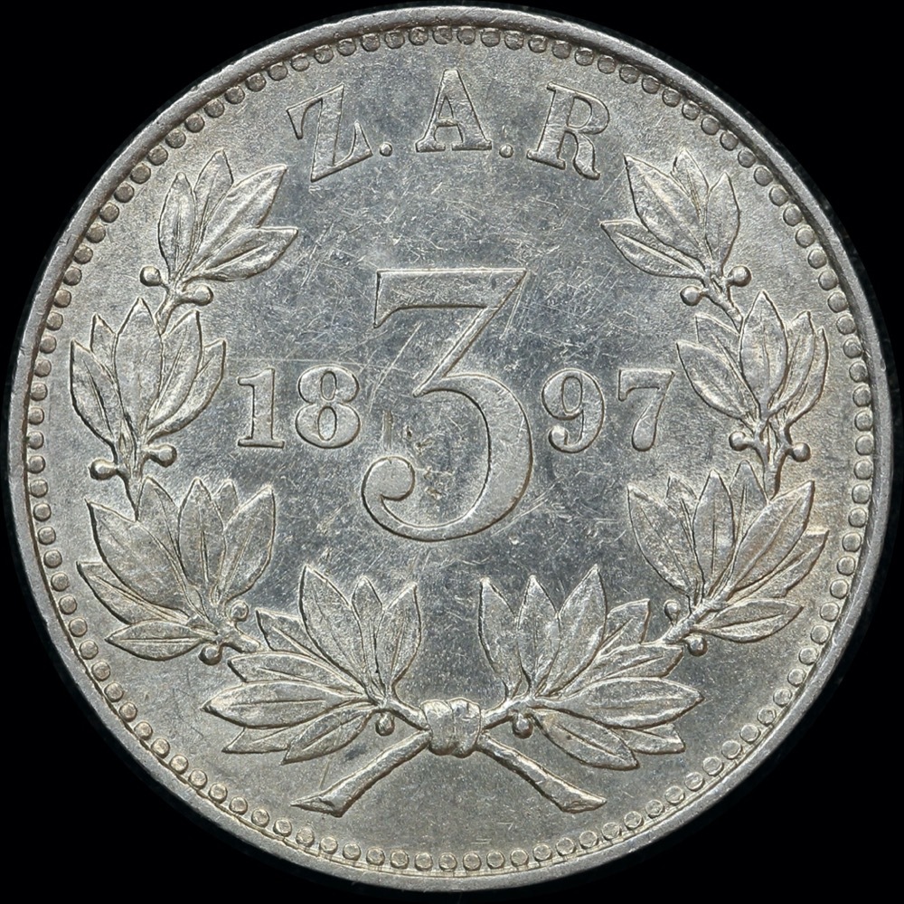 South Africa 1897 Silver Threepence KM# 3 Uncirculated product image
