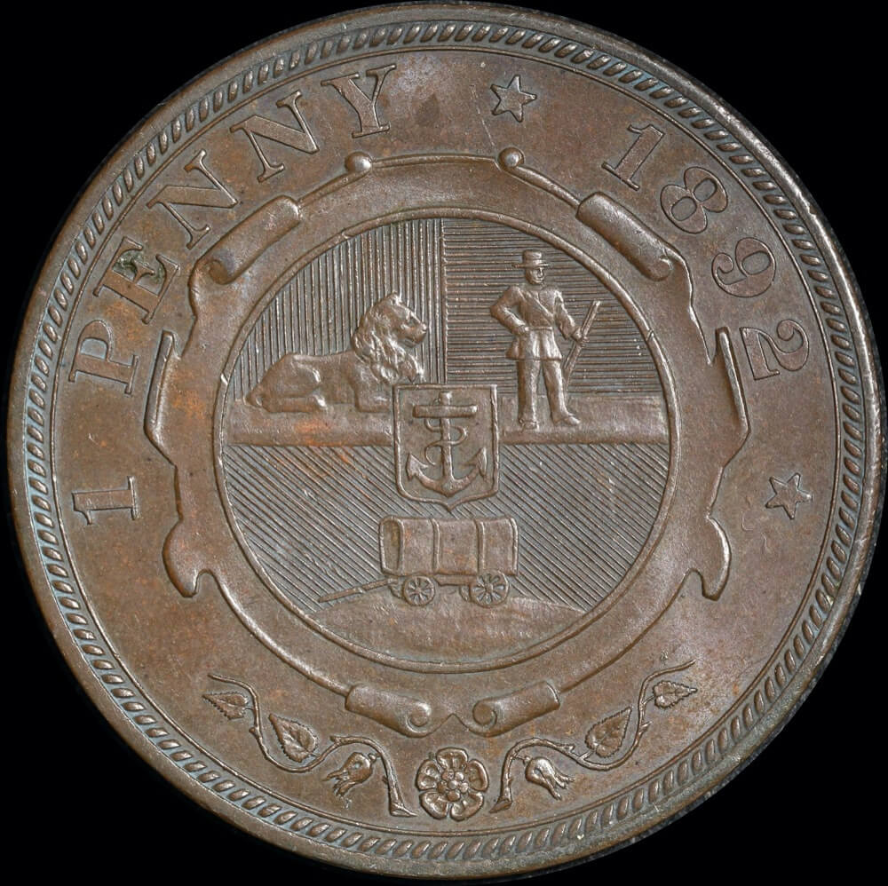 South Africa 1892 Copper Penny KM# 2 Uncirculated product image