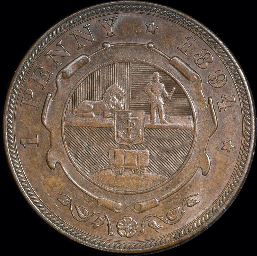South Africa 1894 Copper Penny KM# 2 Uncirculated product image