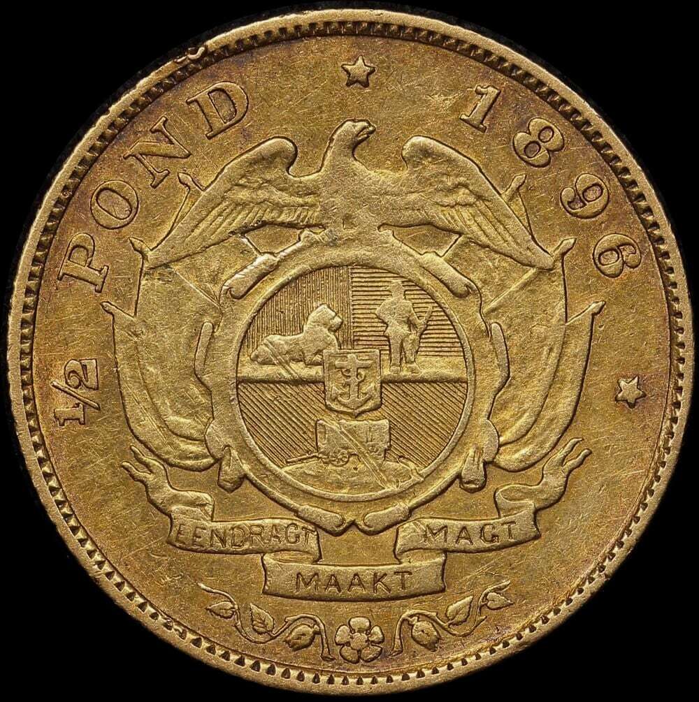 South Africa 1896 Gold 1/2 Pond KM# 9.2 Very Fine product image