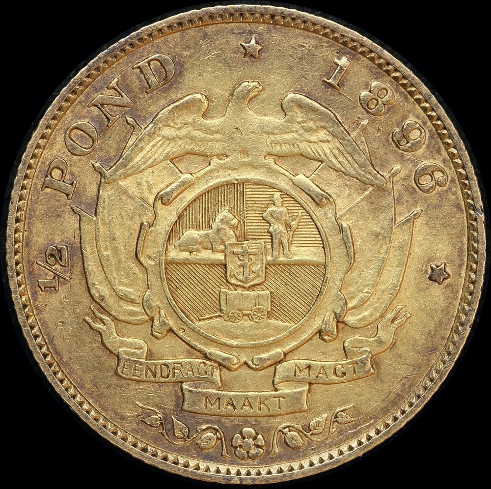 South Africa 1896 Gold 1/2 Pond good EF product image