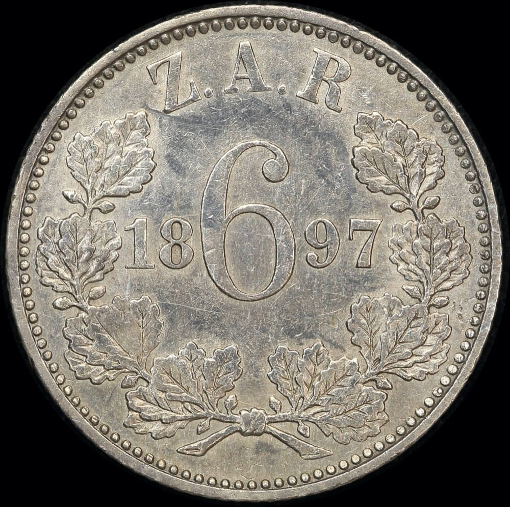 South Africa 1897 Silver Sixpence KM# 4 about Unc product image