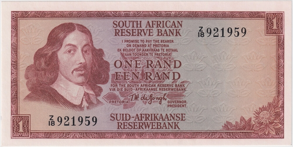 South Africa 1967 1 Rand Replacement Note P# 109bz Uncirculated product image