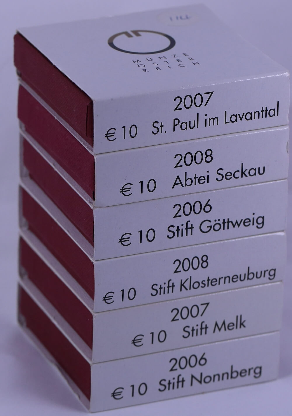 Austria 2006 - 2008 Silver 10 Euro Set of 6 Proof Coins Abbeys and Monasteries Series    product image