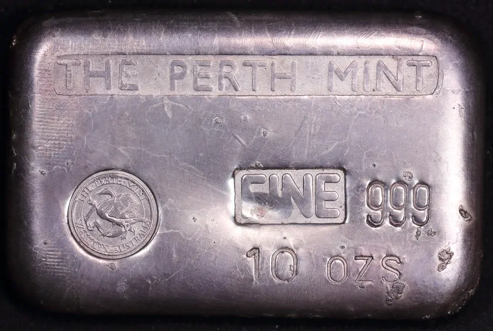 Perth Mint Silver Ten Ounce Cast Vintage Ingot 99.99% Pure product image