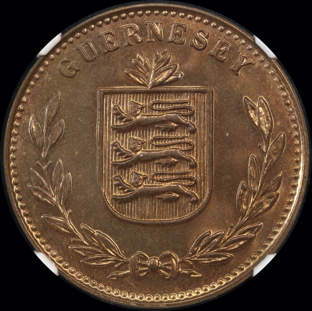 Guernsey 1938-H Copper 8 Doubles KM# 14 NGC MS65RB product image