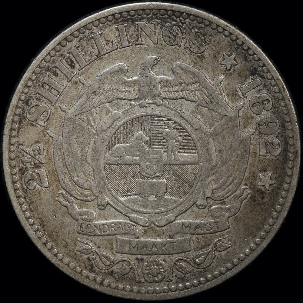 South Africa 1892 Silver 2 1/2 Shillings KM#7 Very Fine product image