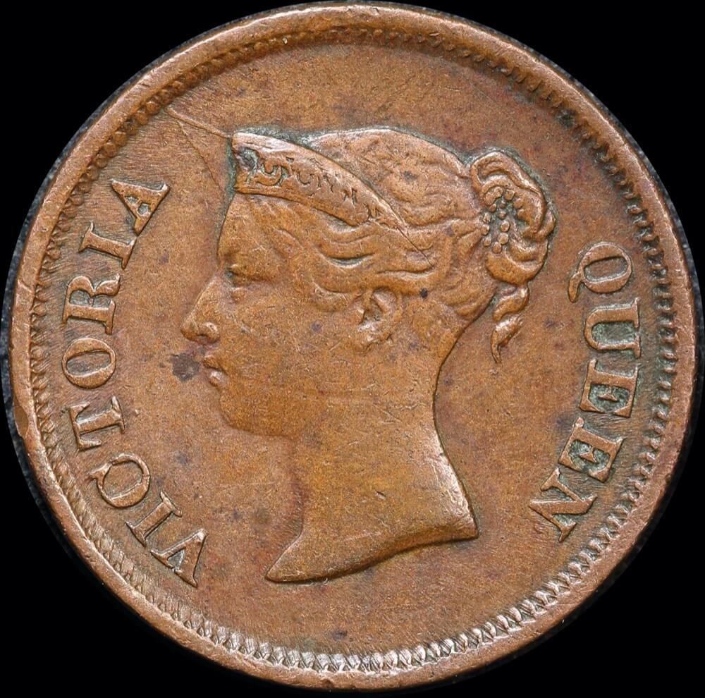 Straits Settlements 1845 Copper 1/4 Cent KM# 1 Very Fine product image