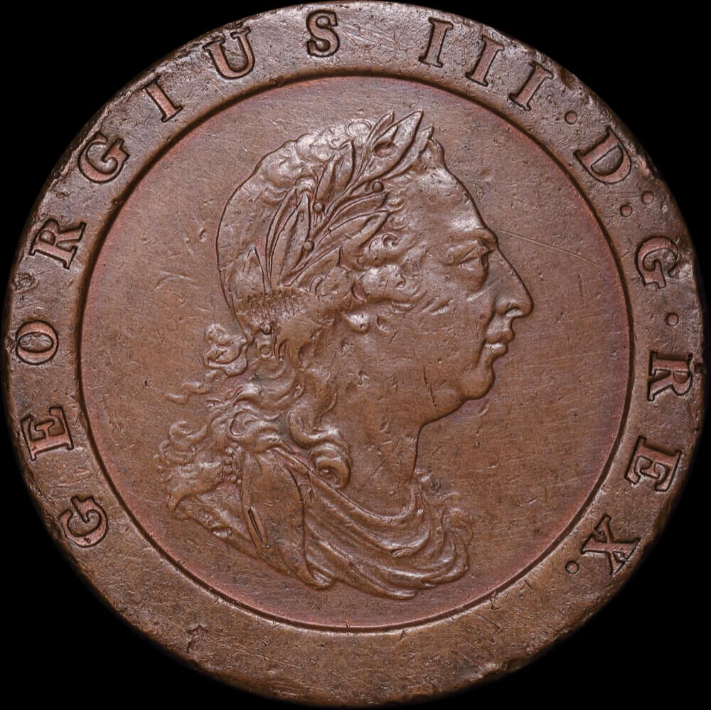 Great Britain 1797 Copper Cartwheel Twopence KM# 628.2 good VF product image
