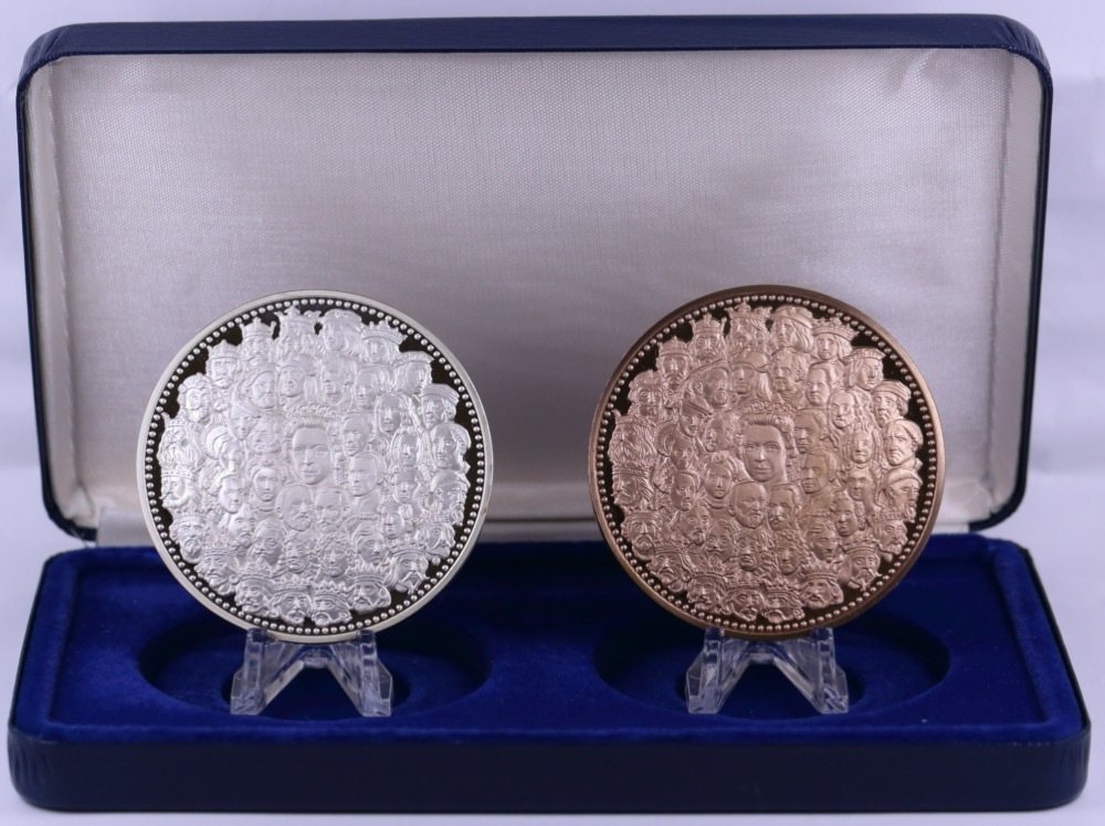 Great Britain 1978 2 Medal Set Silver and Bronze QEII Coronation 25th Anniversary product image
