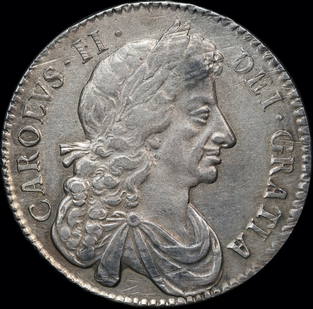 1680 Silver Halfcrown Charles II S#3367 T.SECVNDO about EF product image