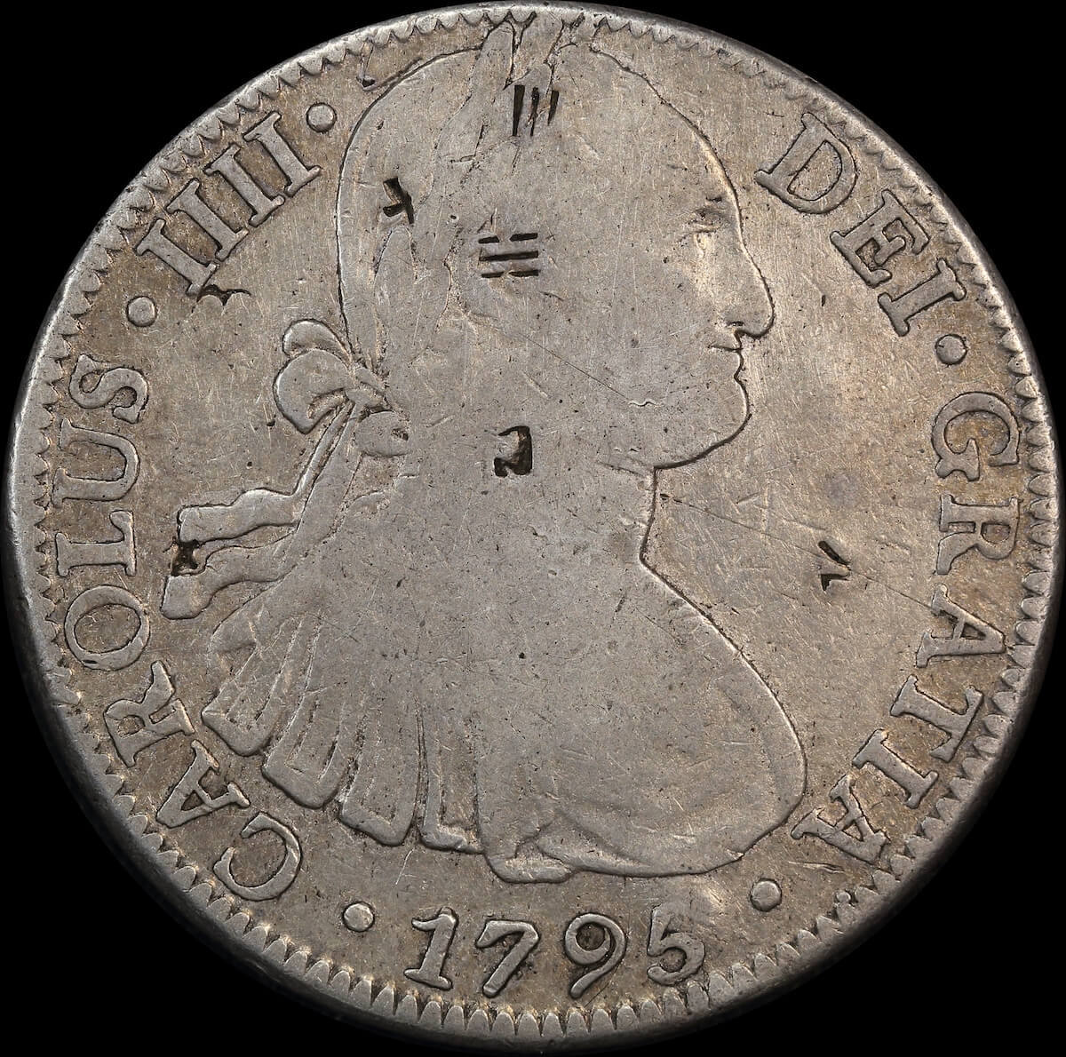 Mexico 1795 Silver 8 Reales KM# 109 Chopmarks good Fine product image
