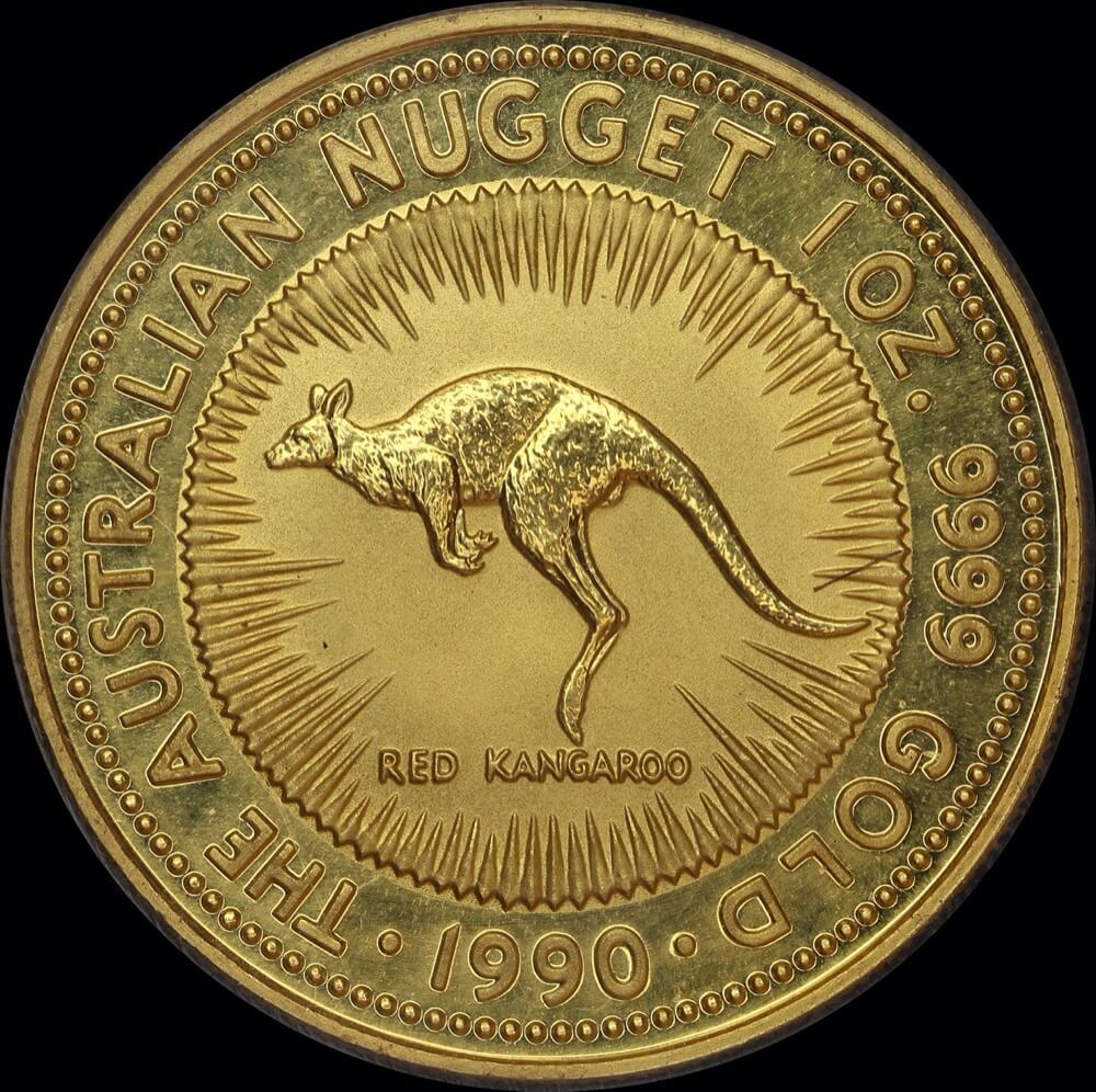 1990 Gold One Ounce Kangaroo Nugget Coin Mother Red Kangaroo product image