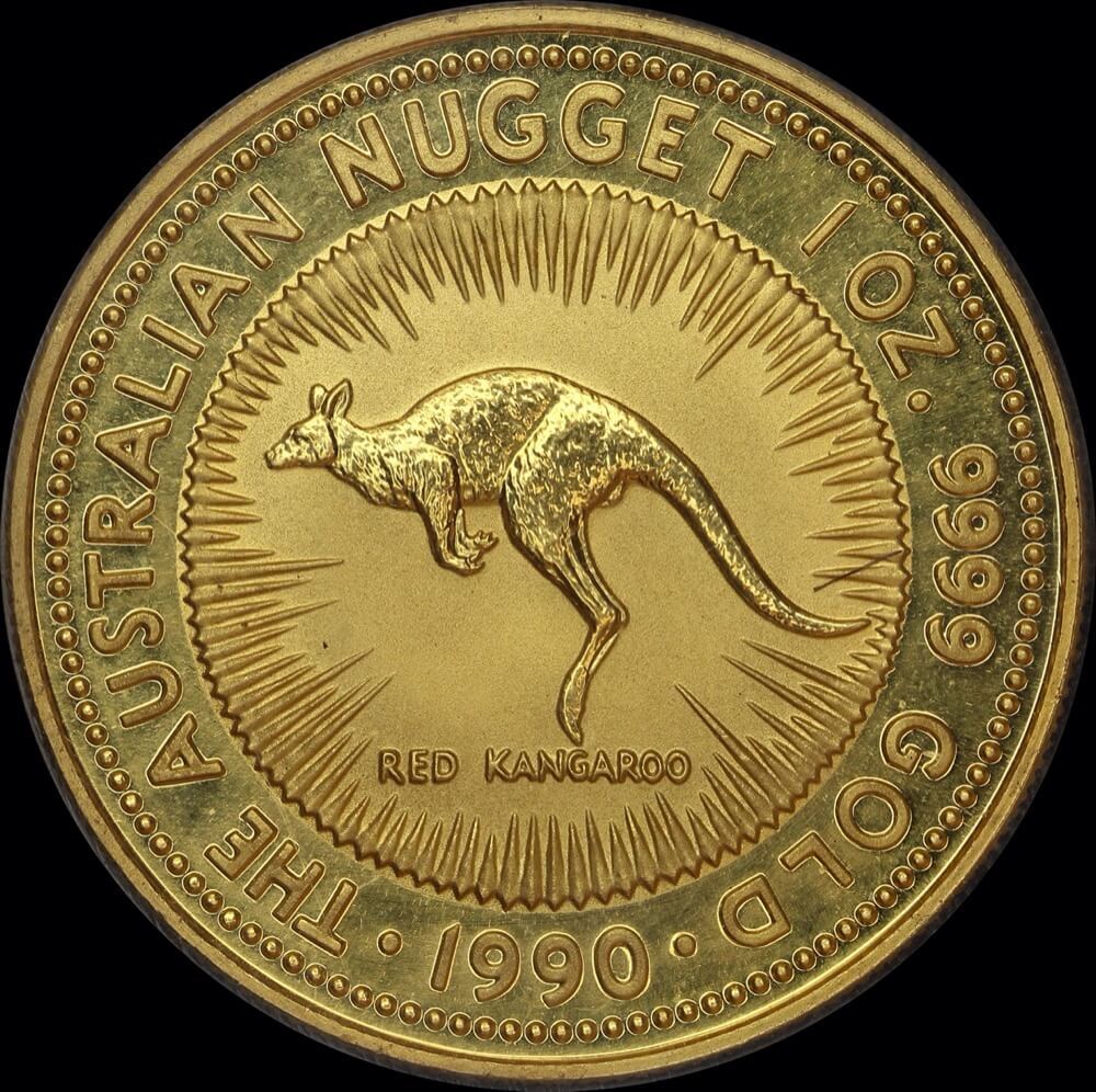 1990 Gold One Ounce Kangaroo Nugget Coin Mother Red Kangaroo product image