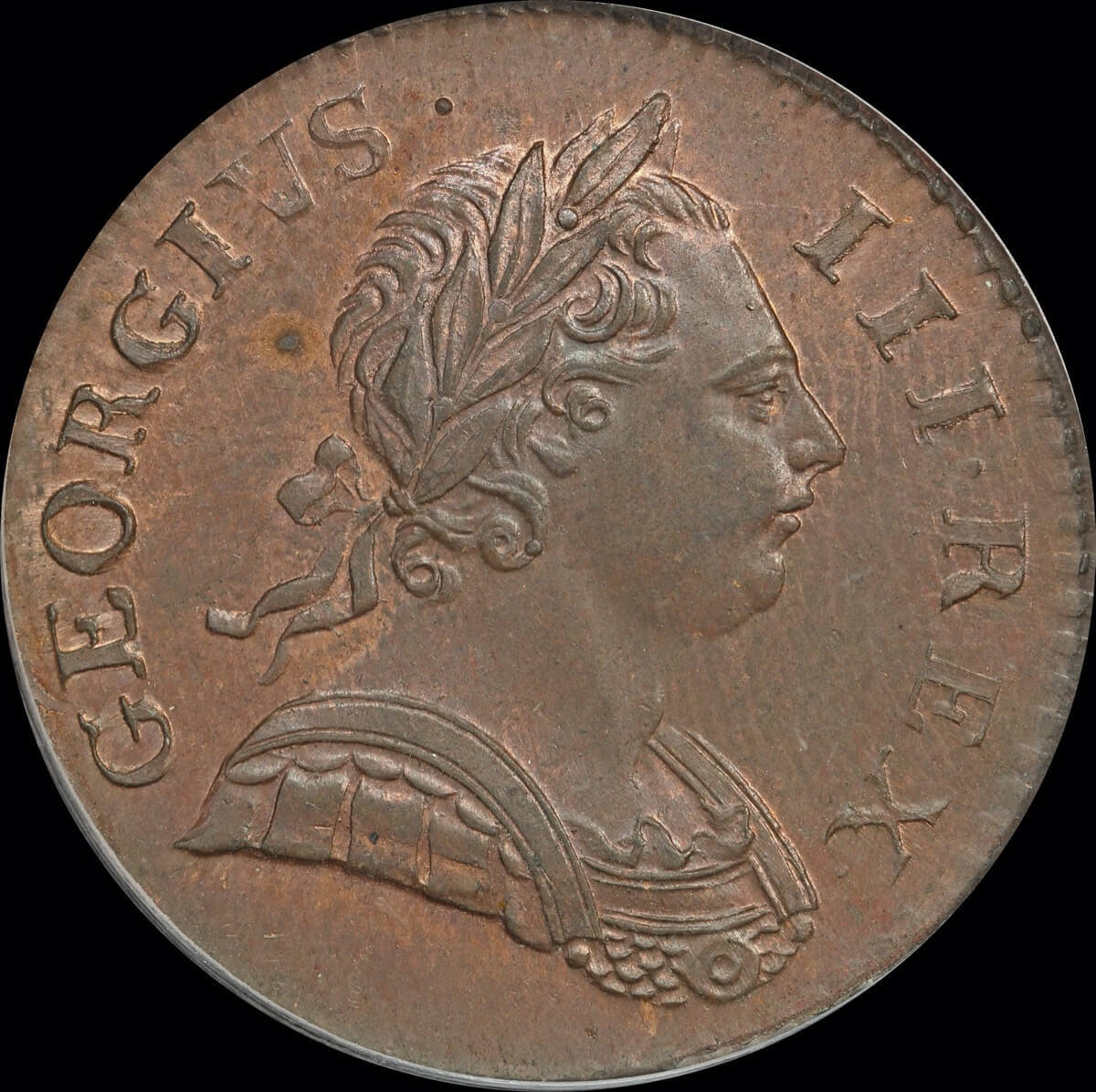 1770 Copper Halfpenny George III S#3774 PCGS MS64RB product image