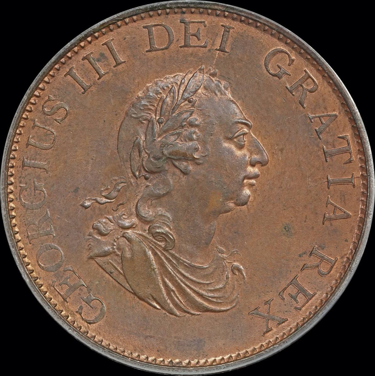 1799 Copper Halfpenny George III S# 3778 PCGS MS64RB product image