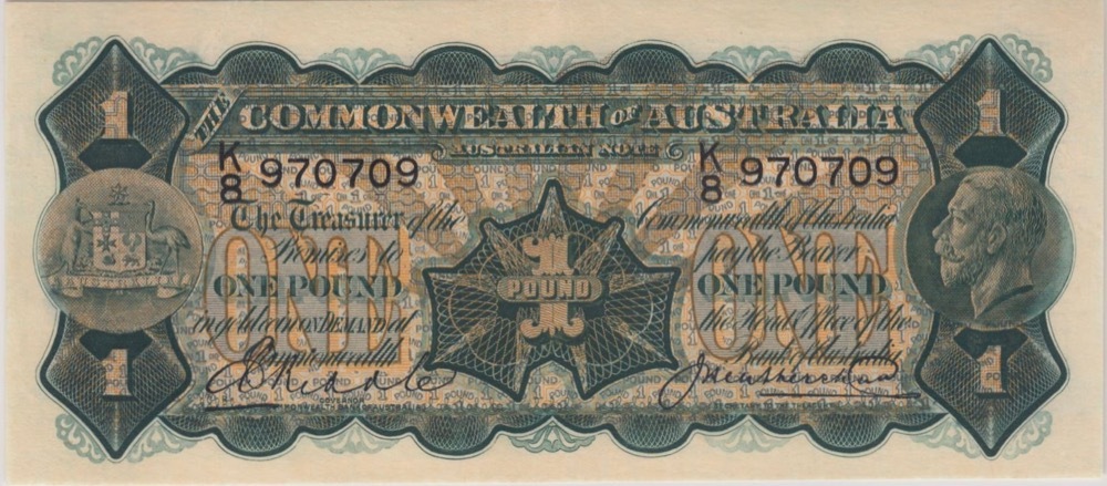 1927 One Pound Riddle/Heathershaw R26 PCGS AU58 product image