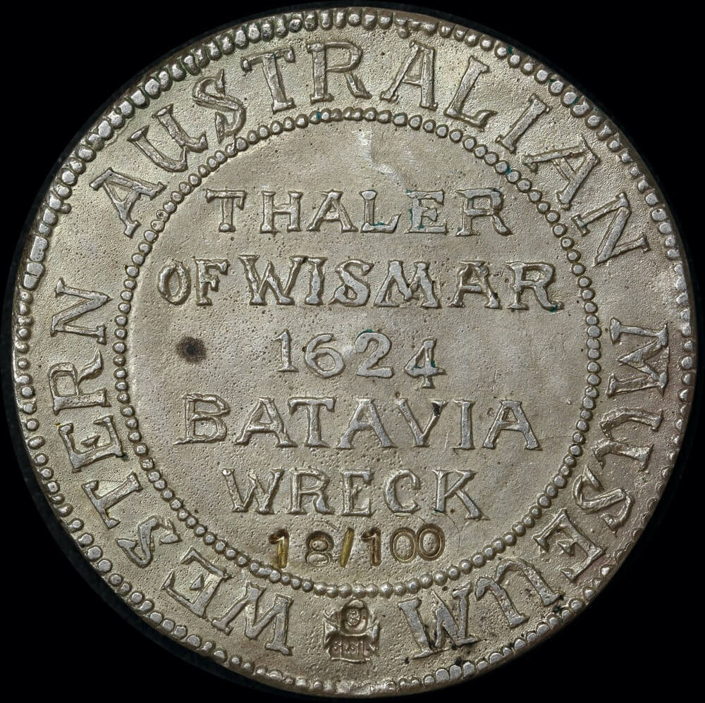 WA Museum Silver Medallion ca 1980's 1624 Wismar Thaler ex Batavia Shipwreck C# W/3 Uncirculated product image