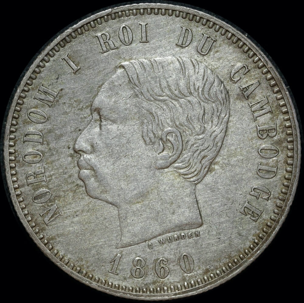 Cambodia 1860 Silver 4 Francs X# M8 about Unc product image