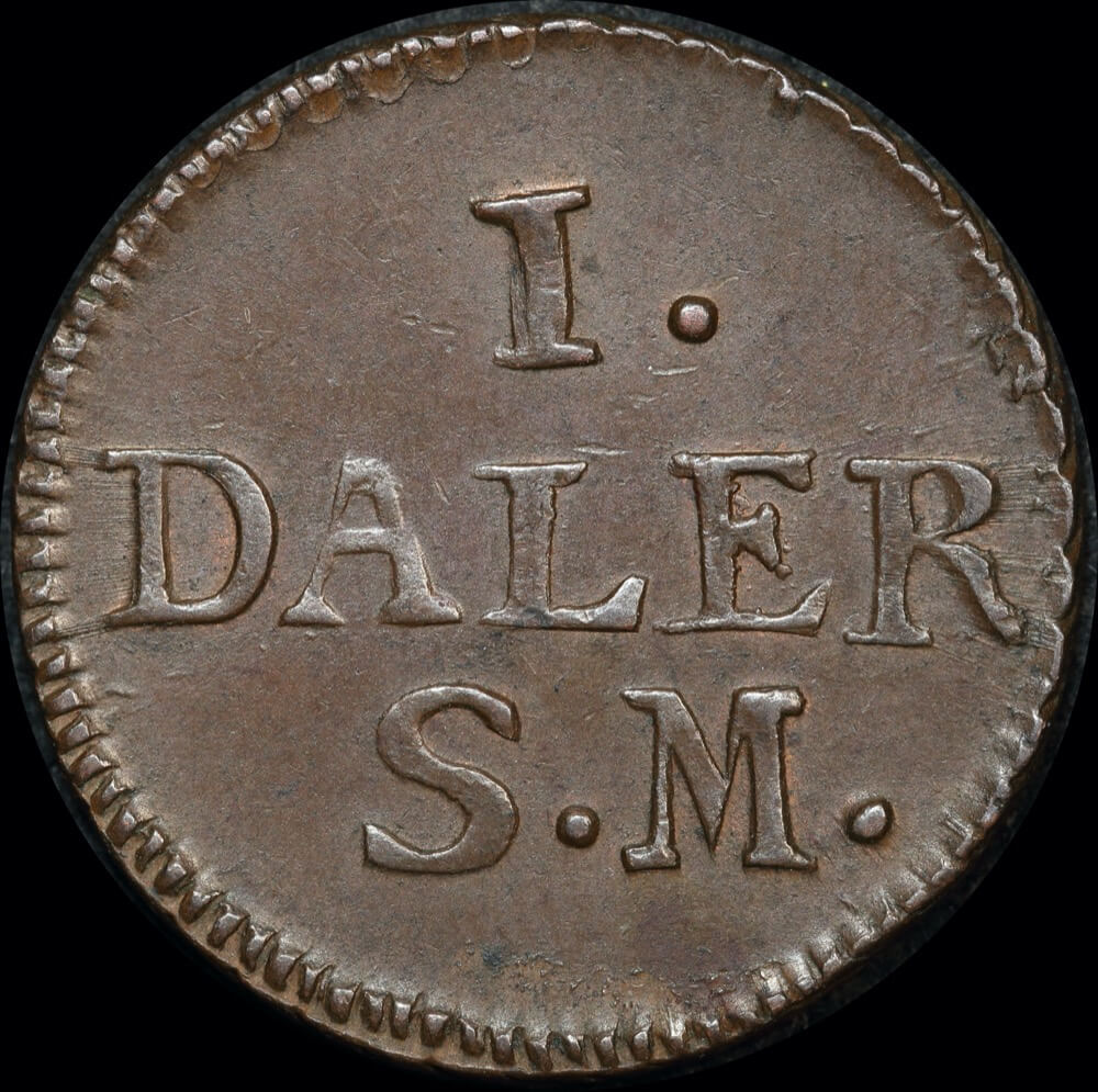 Sweden 1716 Copper 1 Daler KM# 354 good EF product image