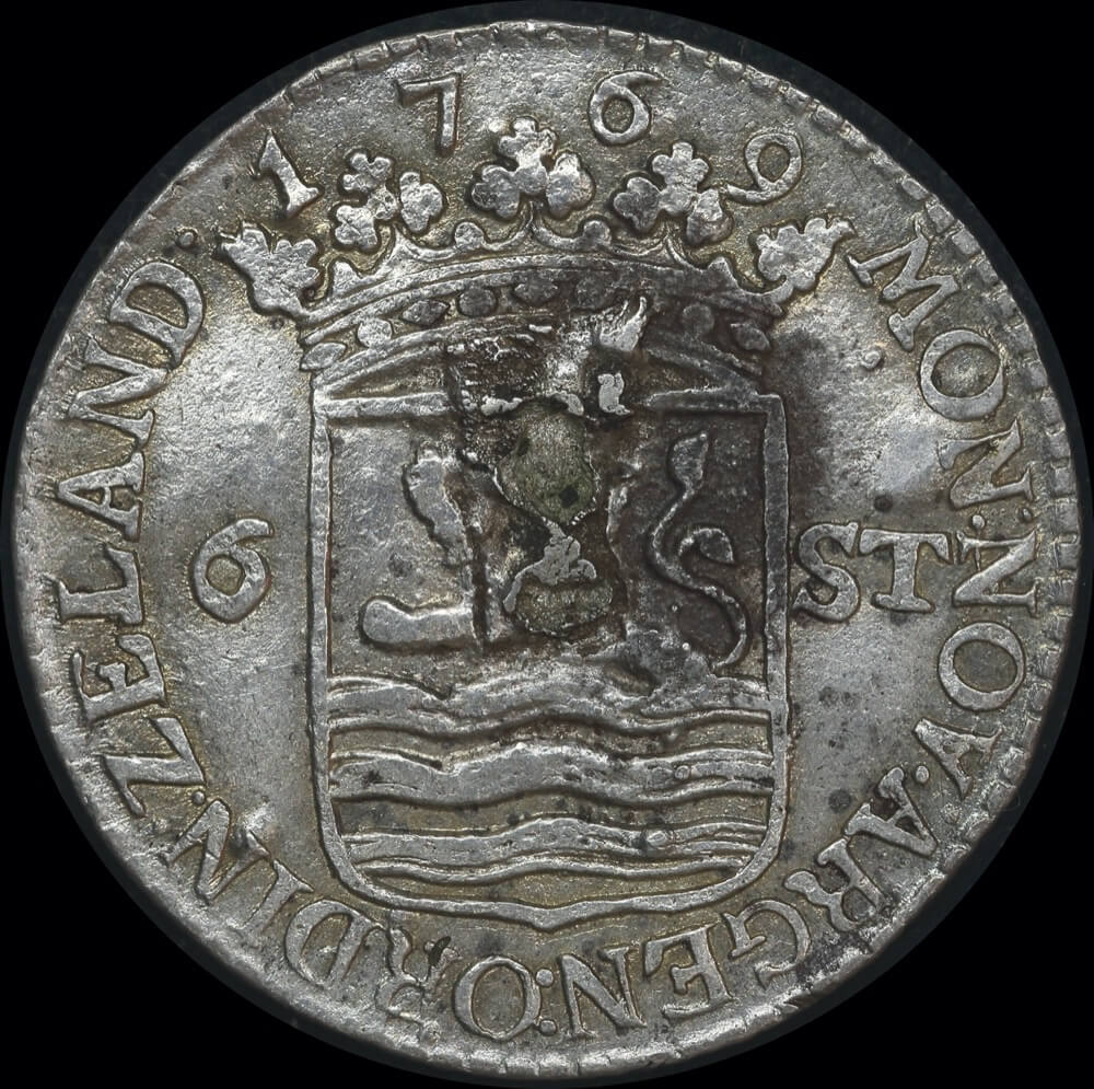 Netherlands (Zeeland) 1769 Silver 6 Stuivers KM# 90 EF product image
