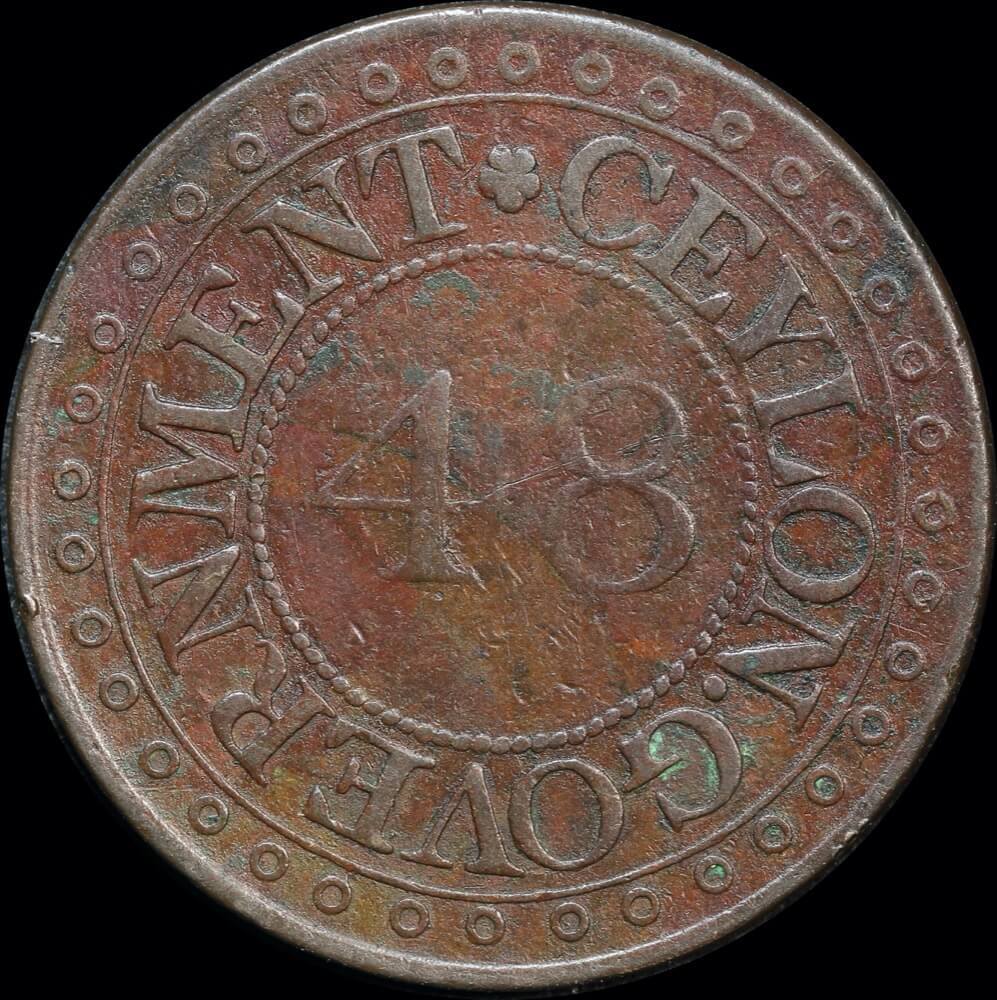 Ceylon 1802 Copper 1/48 Rixdollar KM# 75 good Fine product image