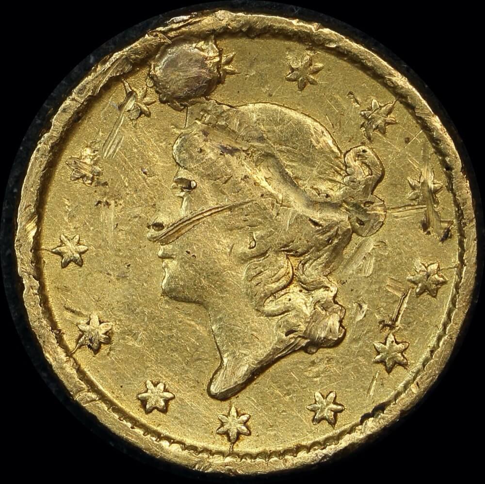 United States 1854 Gold Liberty Head Gold Dollar KM# 73 Good product image