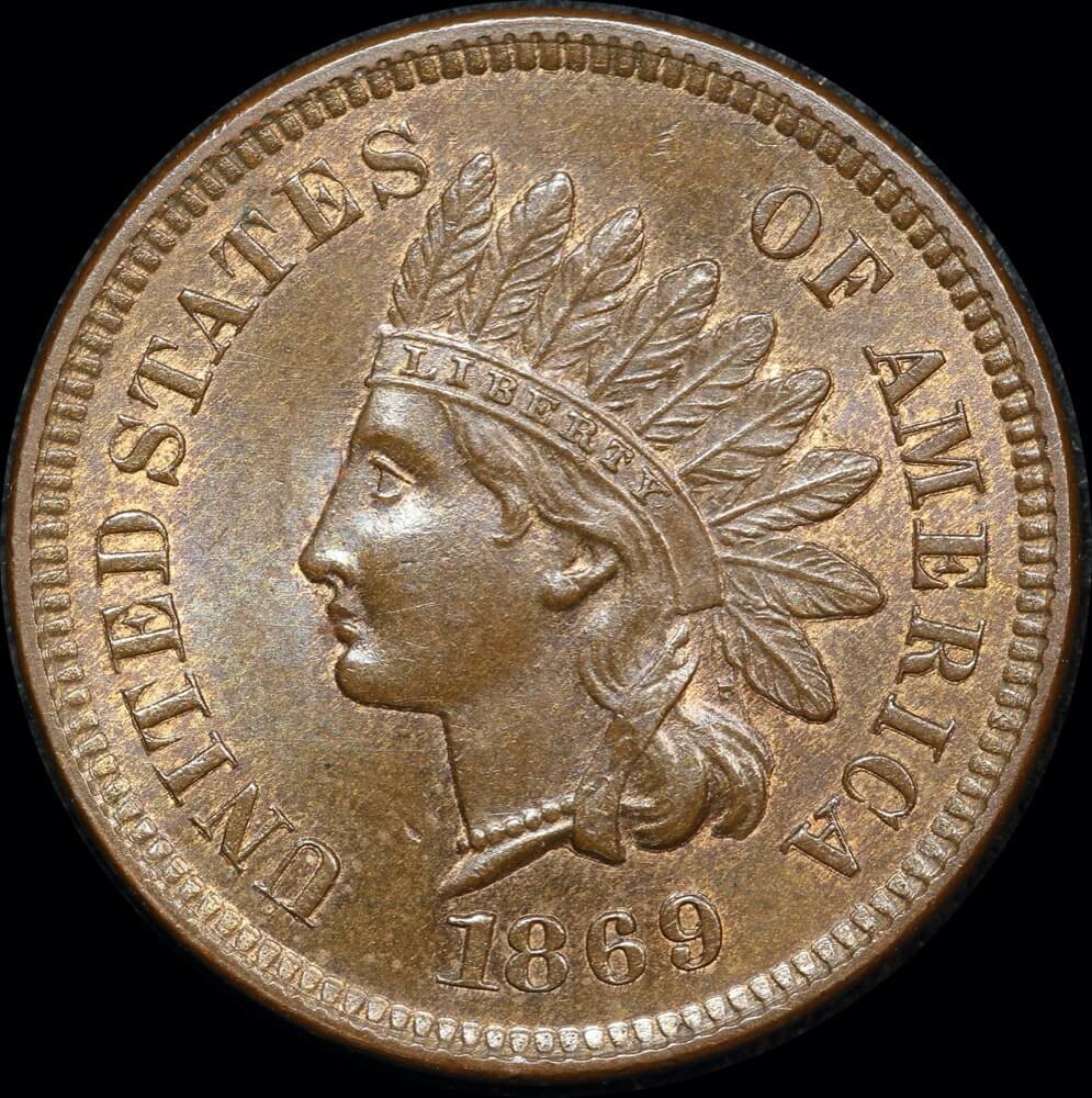 United States 1869/69 Overdate Copper Indian Head Cent - PCGS MS64BN product image