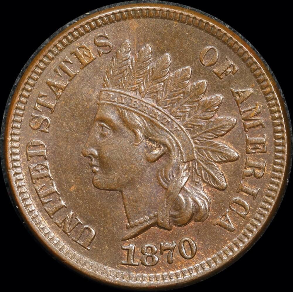 United States 1870 Copper Indian Head Cent - Shallow N PCGS MS63BN product image