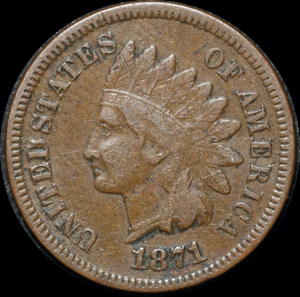 United States 1871 Copper Indian Head Cent KM# 90a Fine product image