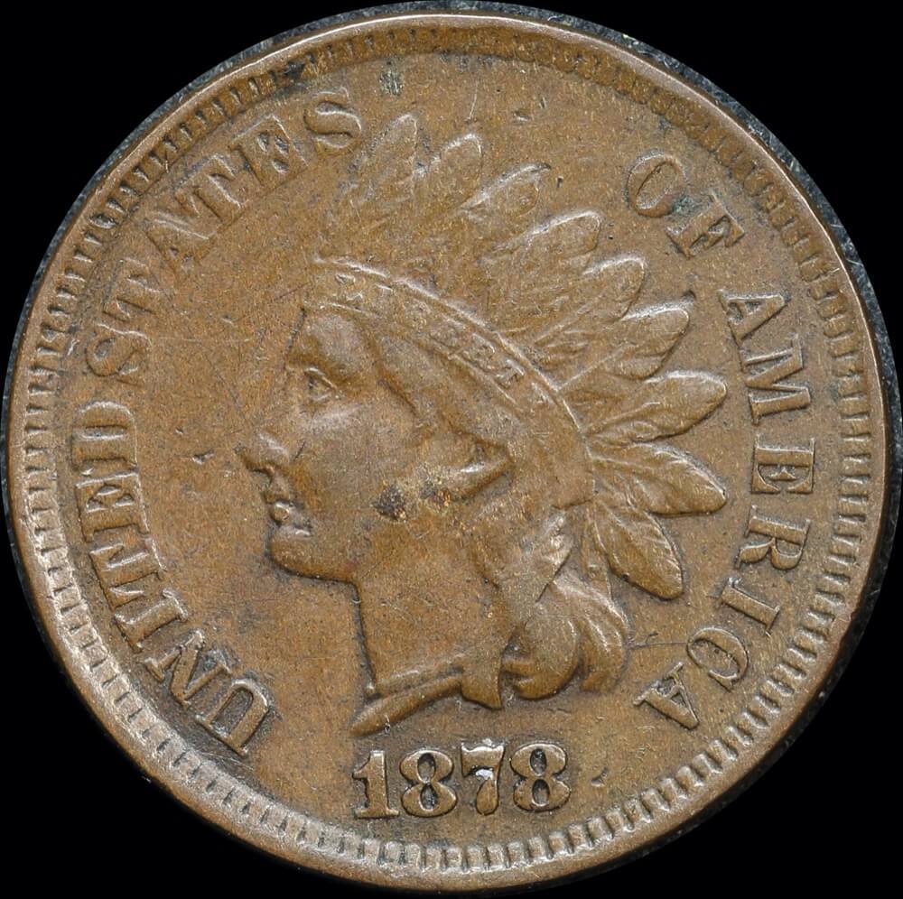 United States 1878 Copper Indian Head Cent KM# 90a Very Fine product image