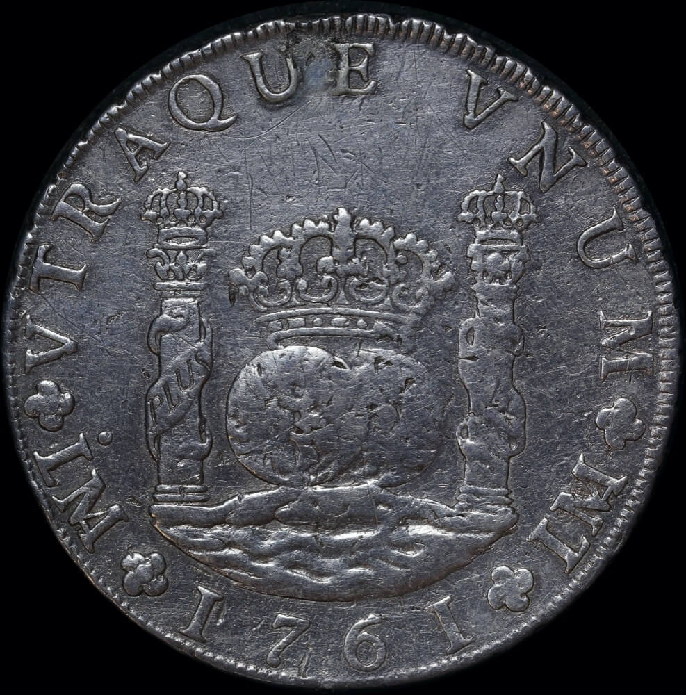 Mexico 1761 Silver 8 Reales / Pillar Dollar KM# 105 about VF product image