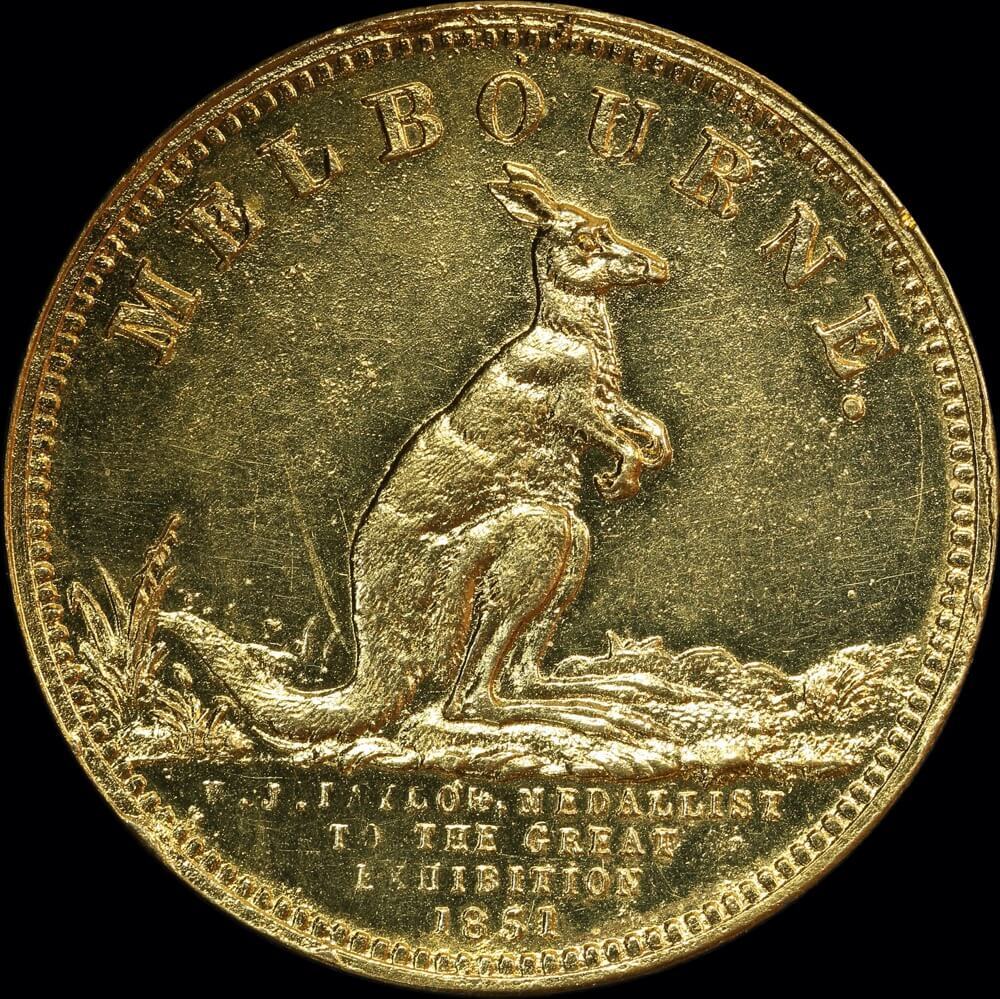 Gold-Plated Copper Port Phillip 1oz Muled Token Restrike by Stokes ca 1917 Uncirculated product image