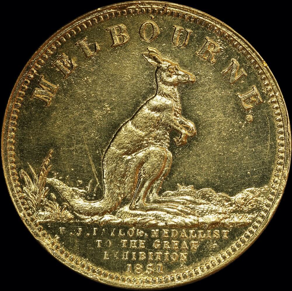Gold-Plated Copper Port Phillip 1oz Muled Token Restrike by Stokes ca 1917 Uncirculated product image