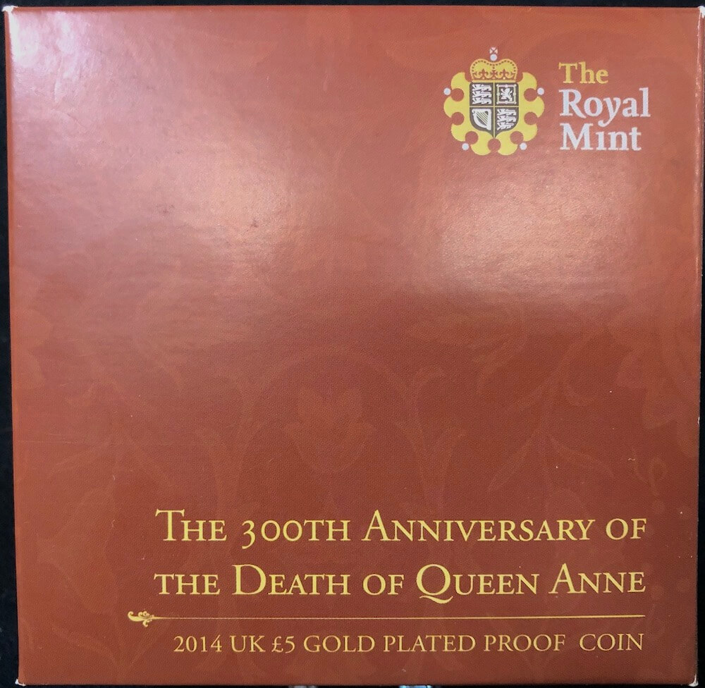 2014 Gold-Plated Silver 5 Pound Proof Coin 300th Anniversary of the Death of Queen Anne product image