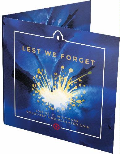 2017 Coloured 2 Dollar Coin C Mintmark in Folder Lest We Forget  product image