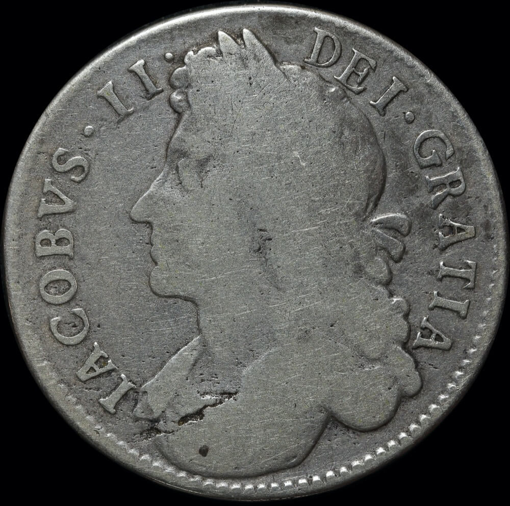 1686 Silver Half Crown James II S#3408 Very Good product image