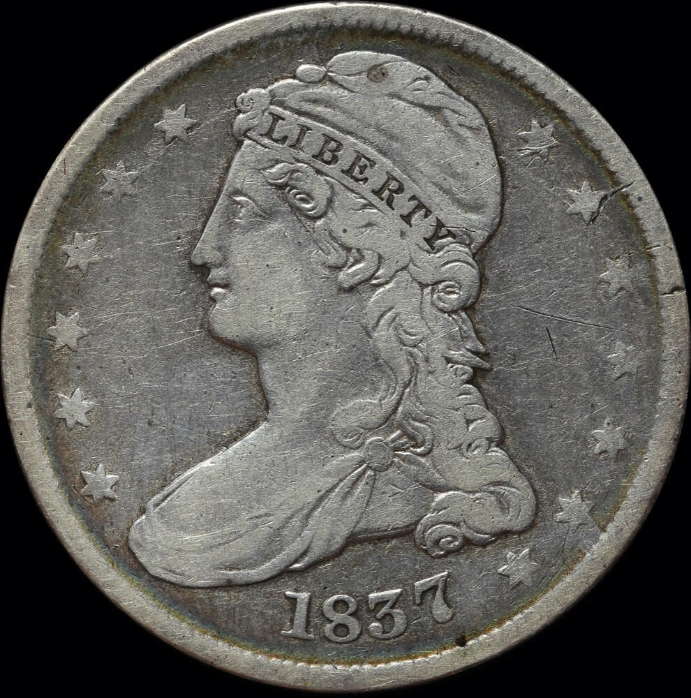 United States 1836 Silver Half Dollar Lettered Edge KM# 37 good VF product image