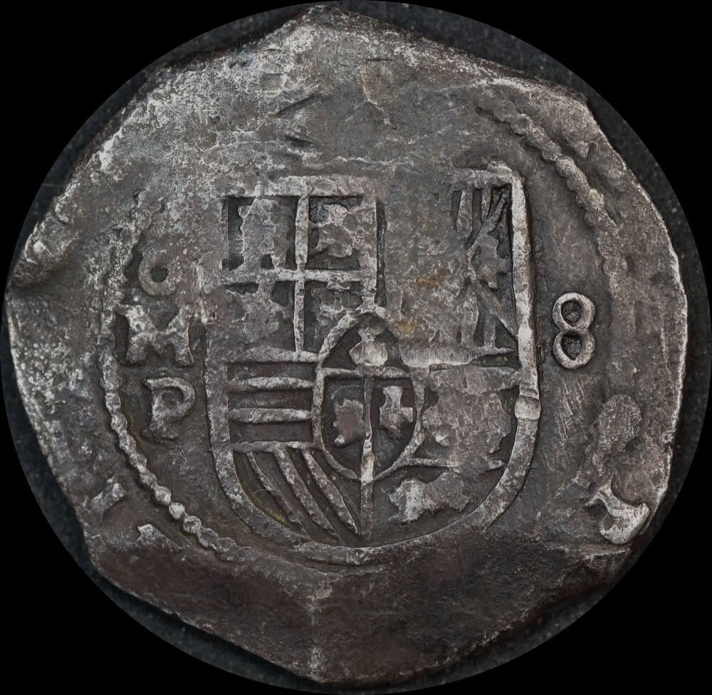 Mexico Undated Silver 8 Reales Ex Gilt Dragon Shipwreck KM# 45 Very Fine product image