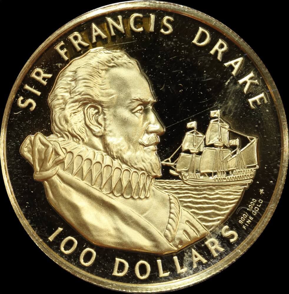 British Virgin Islands 1979 Gold Proof 100 Dollars KM#25 Sir Francis Drake product image