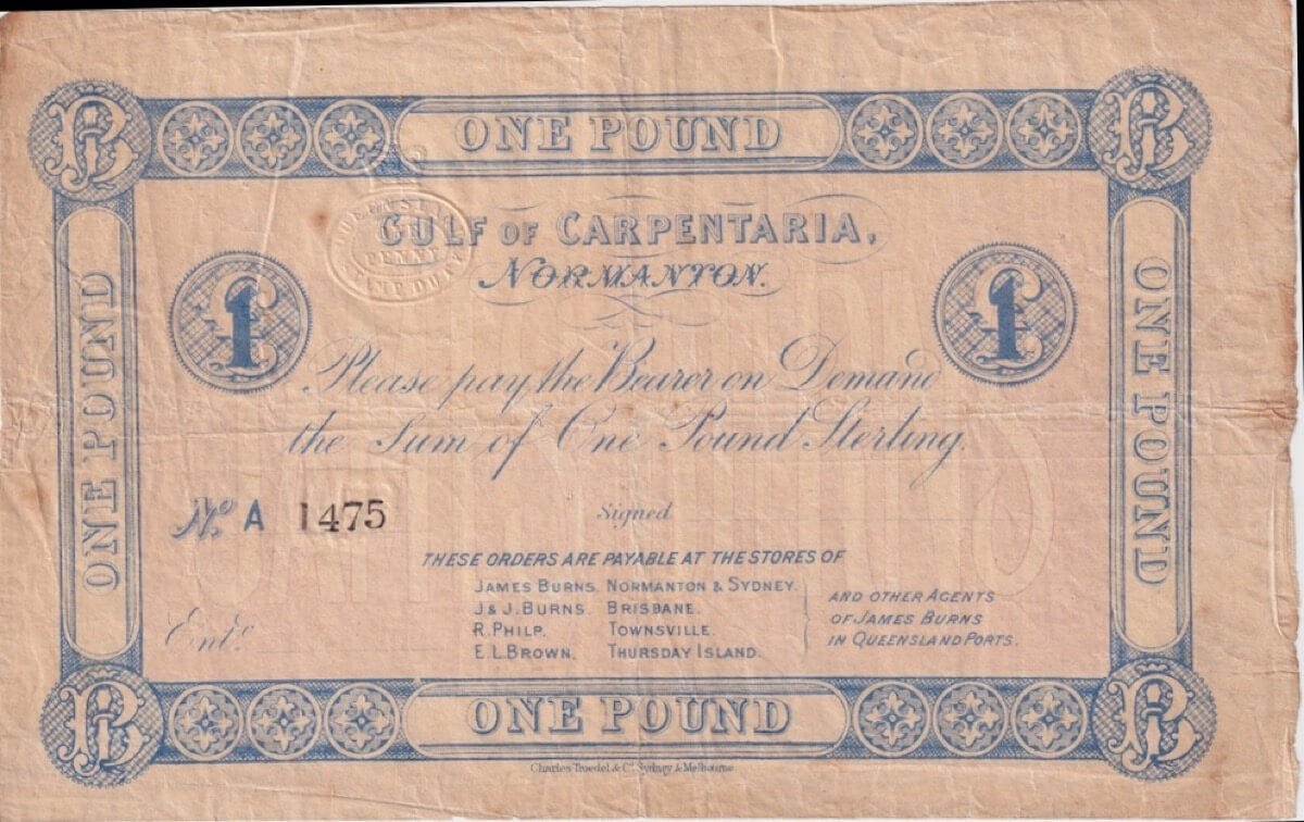 James Burns (Normanton) Unissued One Pound Private Trader's Note Very Fine product image