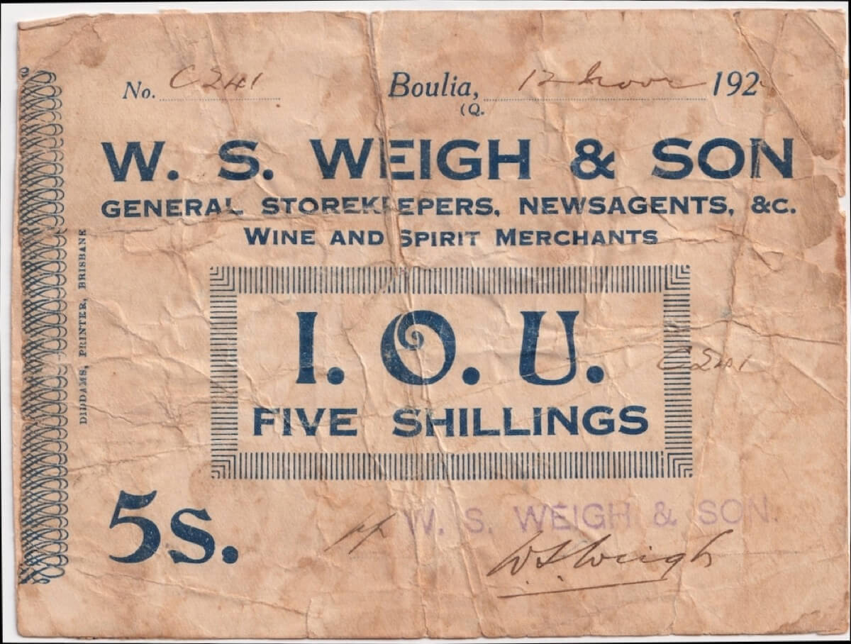 WS Weigh & Son 1928 5 Shilling Private Trader's Note Fine product image