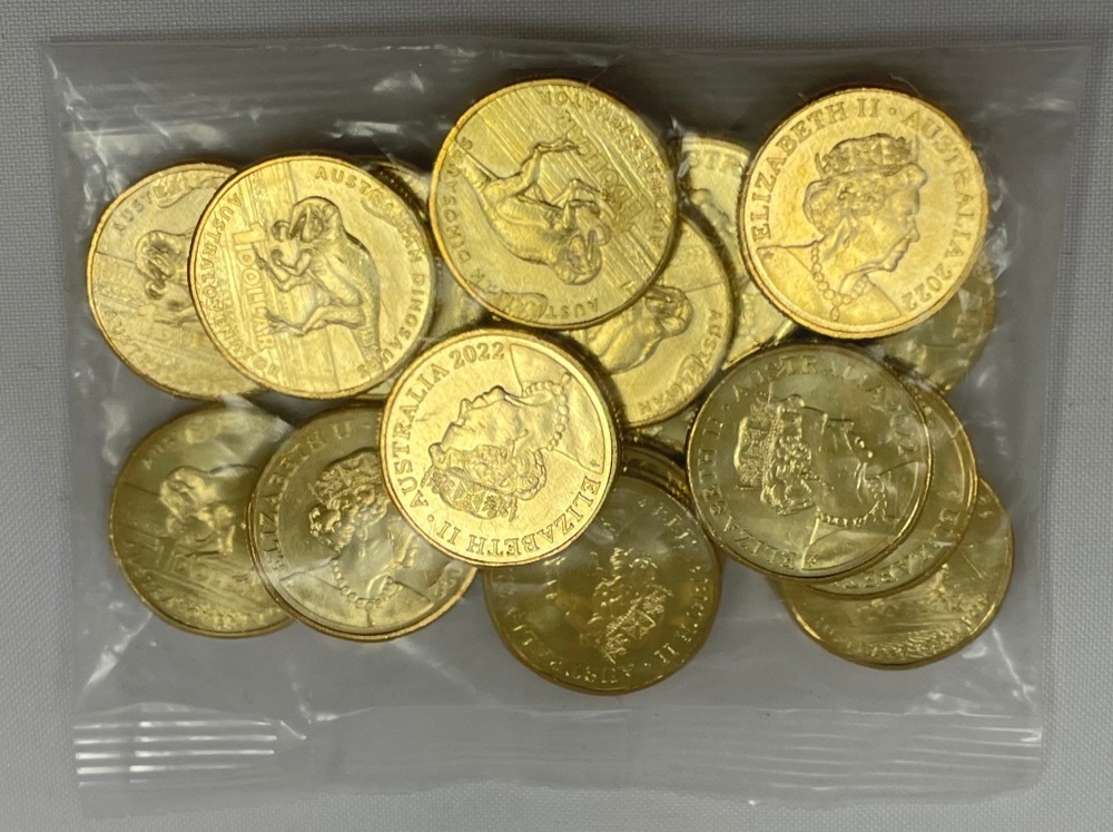 2022 $1 Security Bag of 20 Coins Australian Dinosaurs - Australovenator Wintonenis product image