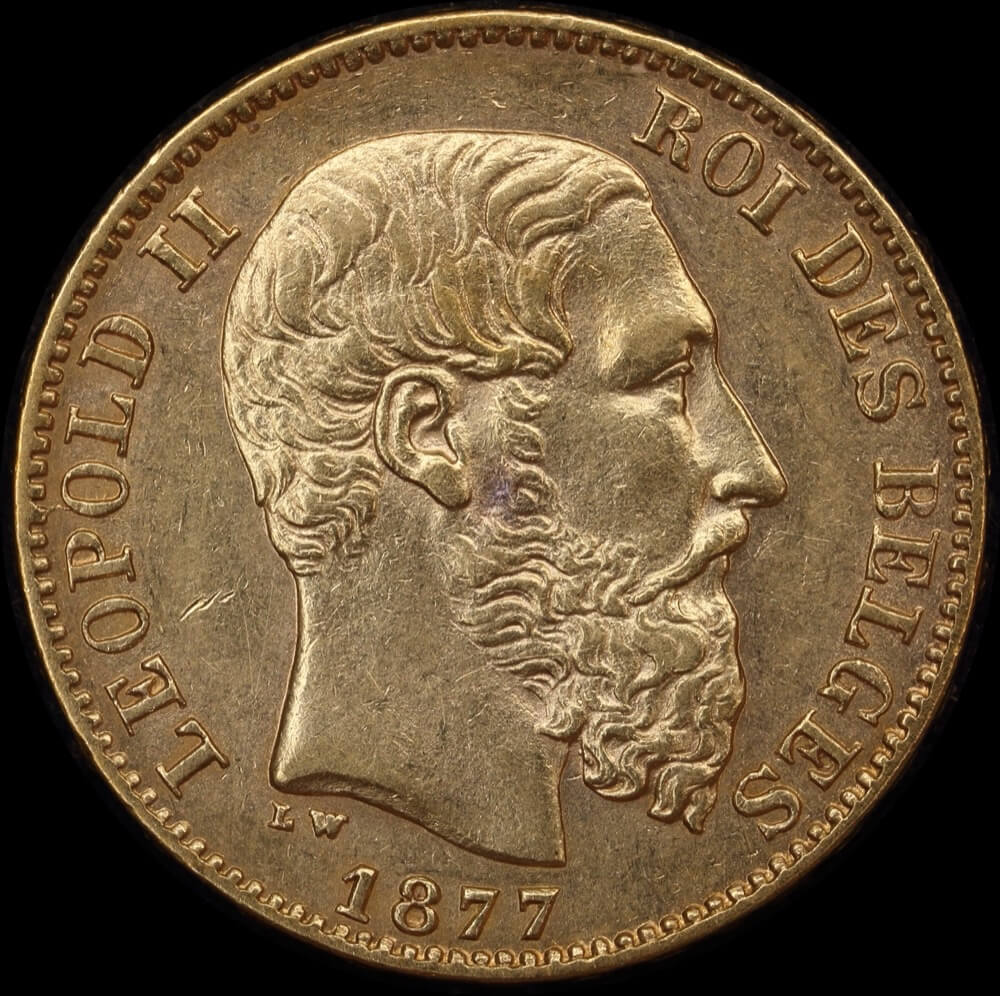 Belgium 1877 Gold 20 Francs KM#37 about Unc product image