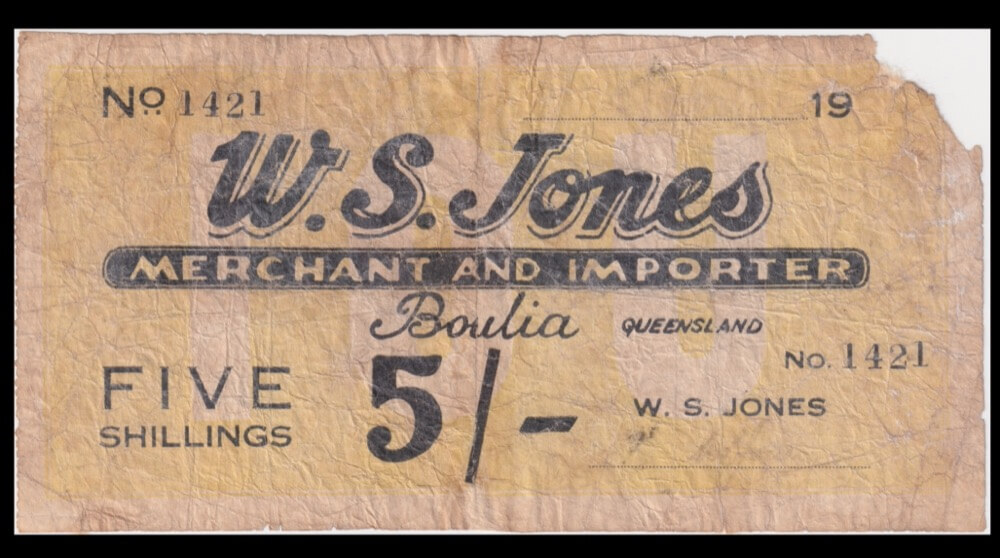 WS Jones (Boulia) 1940 5 Shillings Store Note Very Good product image