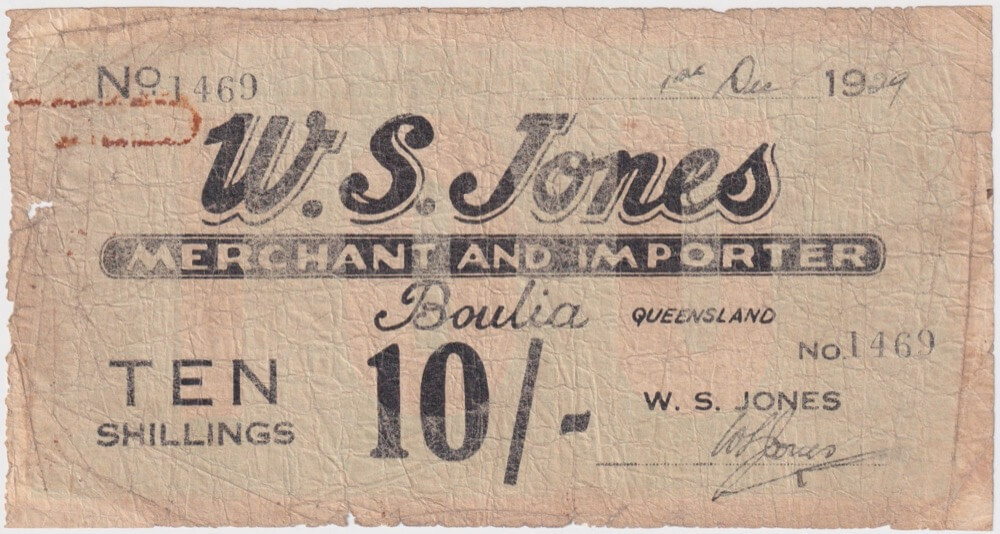 WS Jones (Boulia) 1938 10 Shilling Shinplaster Fine product image