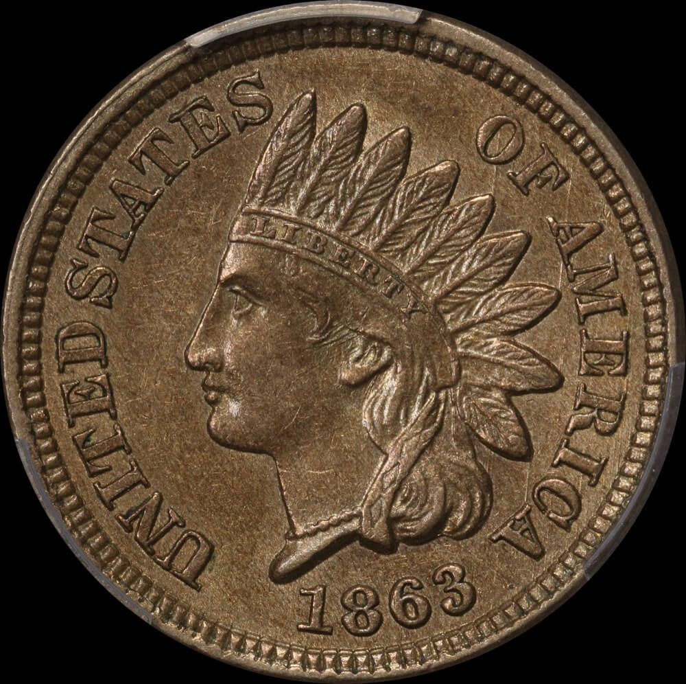 United States 1863 Indian Cent KM# 90 PCGS AU58 product image