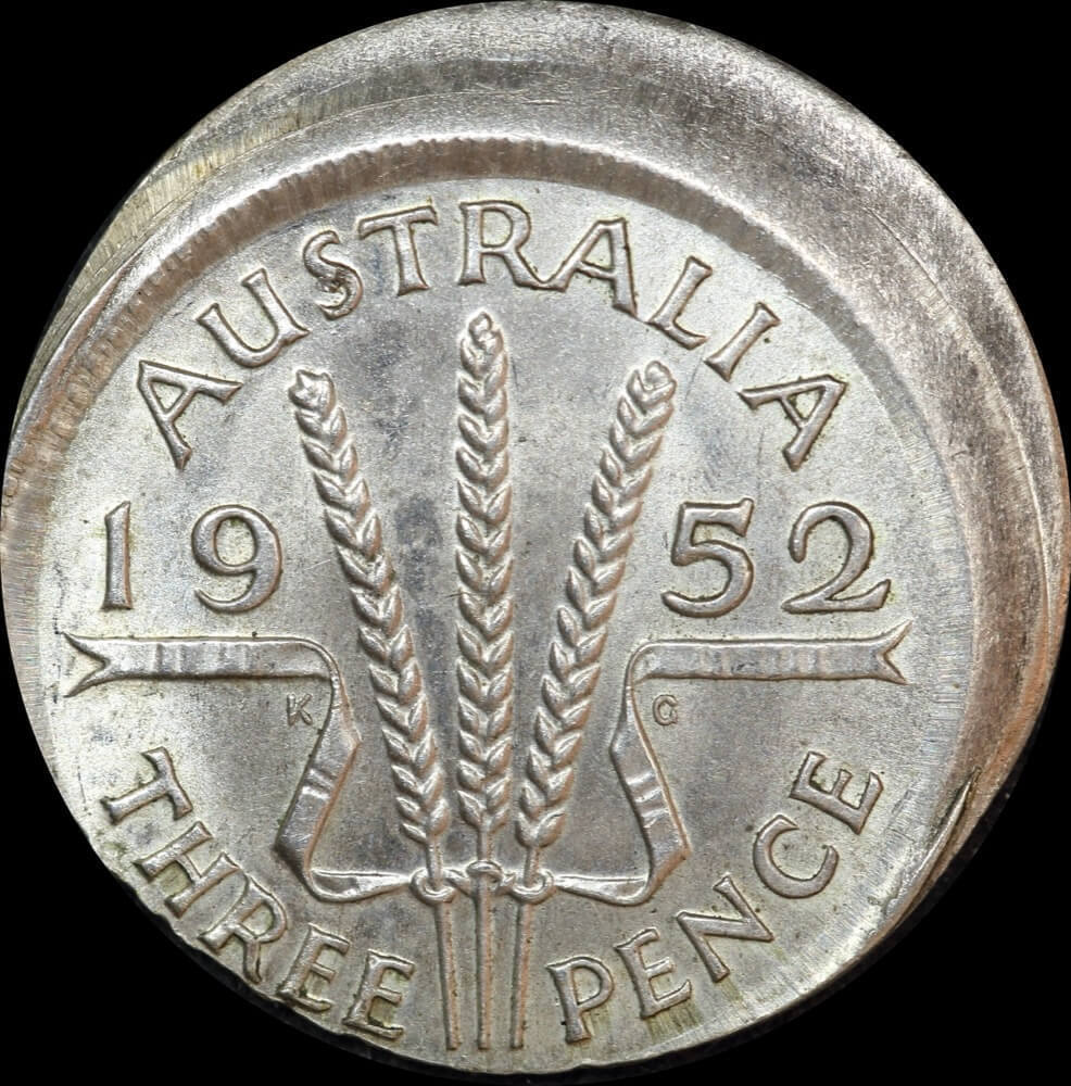 1952 Threepence 3mm Offstrike Error Uncirculated product image