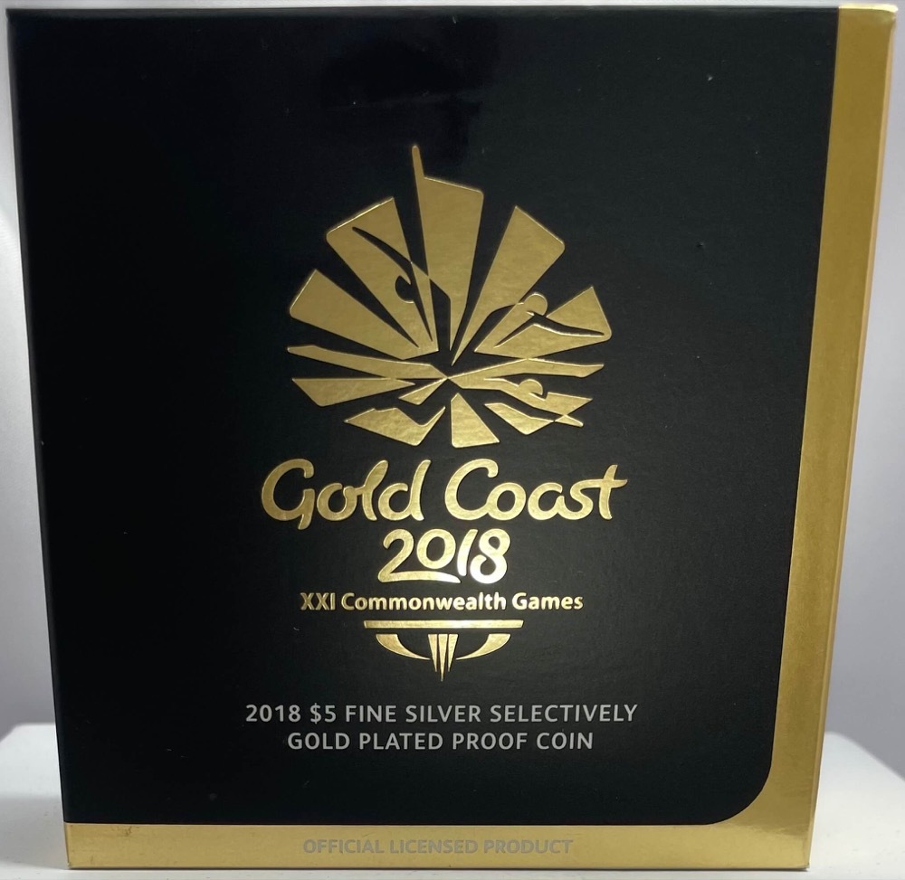 2018 Silver 5 Dollar Gold Plated Proof Coin Commonwealth Games product image